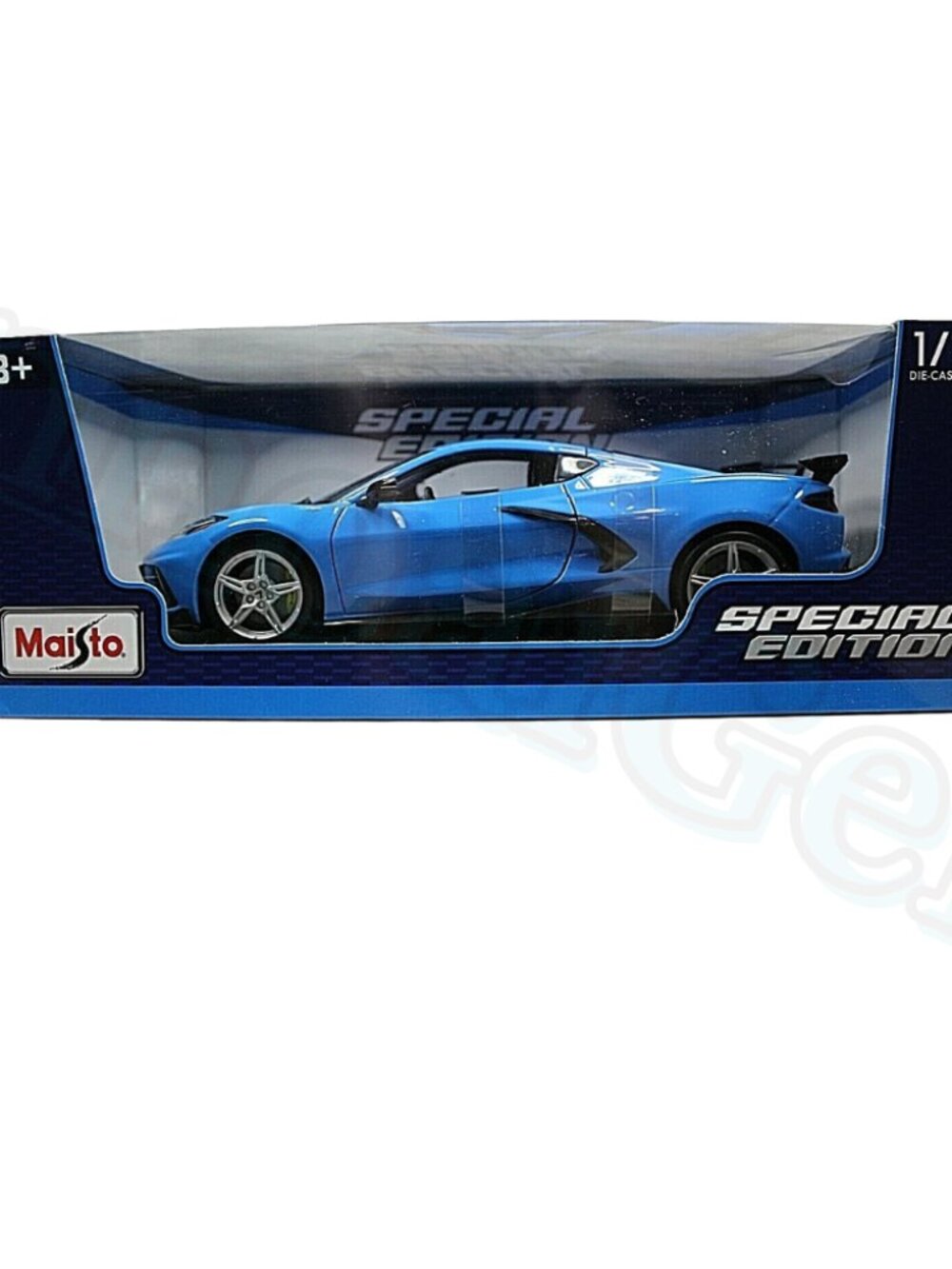 maisto 2020 chevrolet corvette stingray c8 1:18 diecast car blue black stripes
